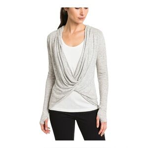 Athleta Top Gray Nep Infinity Hooded Long Sleeve Thumb Holes Yoga Women’s M